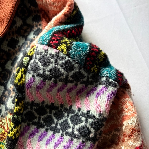 Anthropologie Boho Abstract Multicolor Patchwork Open Cardigan Sweater 1X/2X - Picture 15 of 16